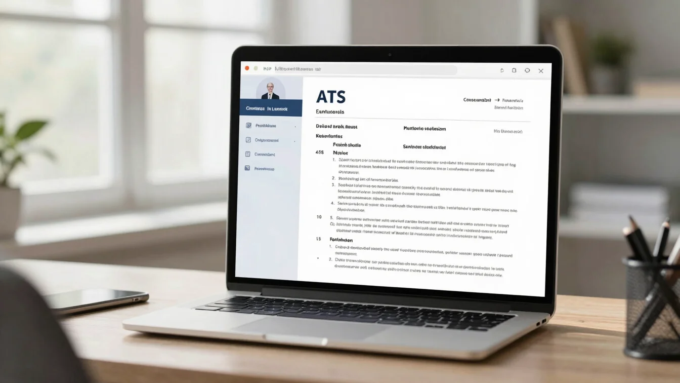 A digital representation of an ATS scanning a resume, highlightin