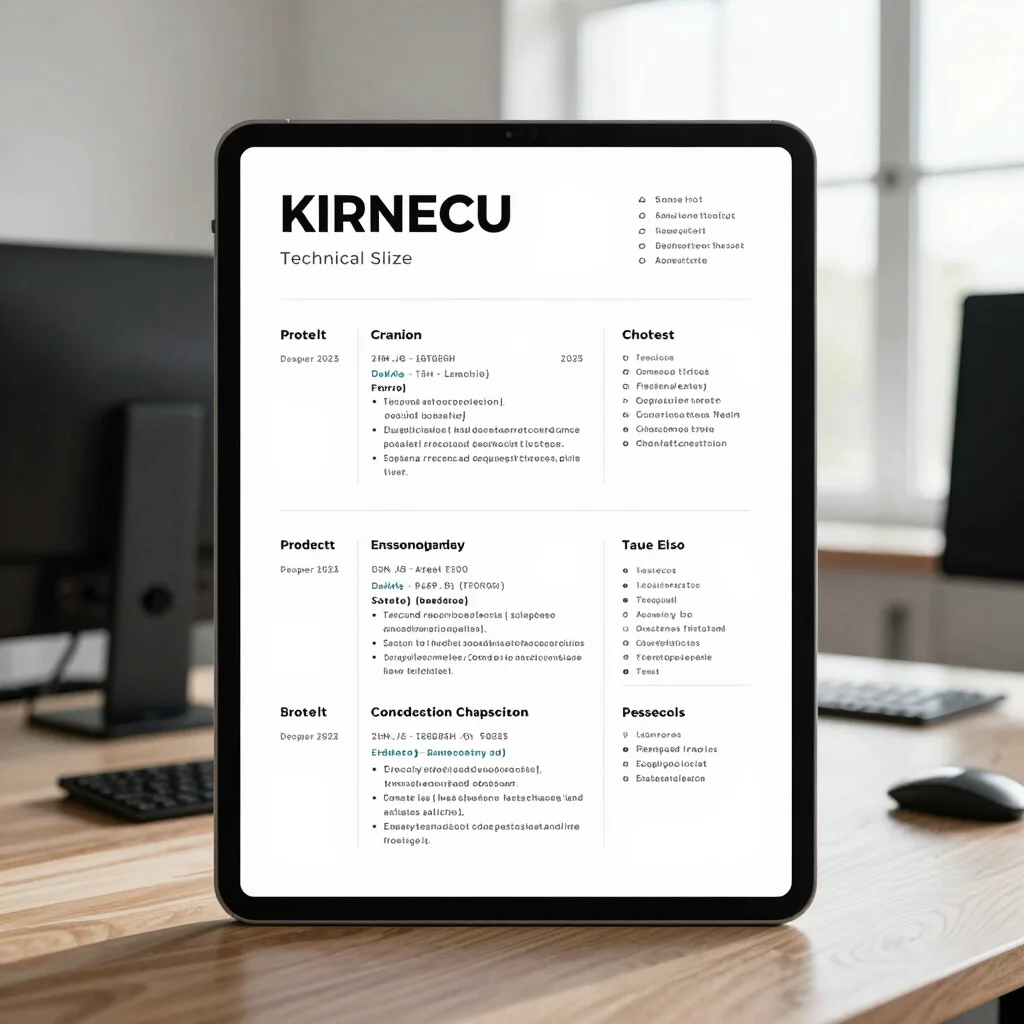 Technical resume template with clear code-friendly fonts, project
