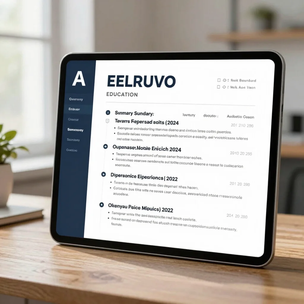 A resume template emphasizing education and certifications, with
